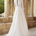 raimon-bundo-bridal-2015-maxim-long-sleeve-bateau-neckline-wedding-dress-pleated-skirt-keyhole-back-view