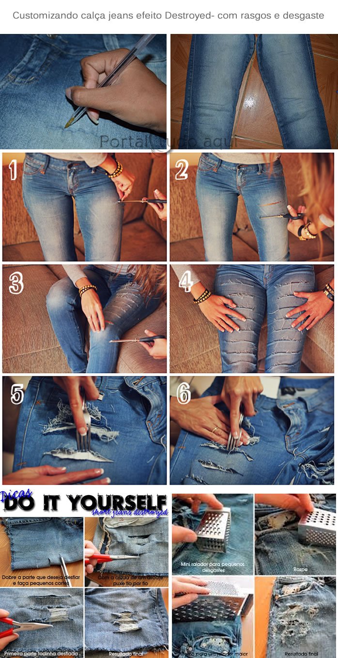 customizar calça jeans rasgado