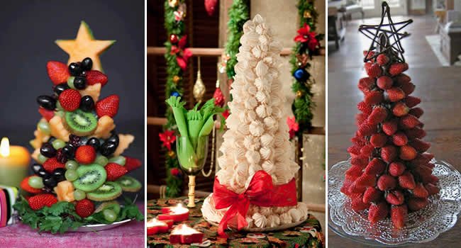Arvores de Natal comestíveis para decoração da mesa de Natal ou Ano Novo