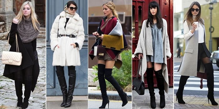 Botas Over The Knee ou Over Boots - Tendência de moda para o inverno 2015-com-casacos