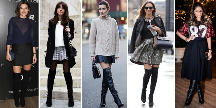 Botas Over The Knee ou Over Boots - Tendência de moda para o inverno 2015-com-saia
