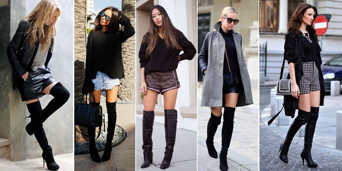 Botas Over The Knee ou Over Boots - Tendência de moda para o inverno 2015-com-short