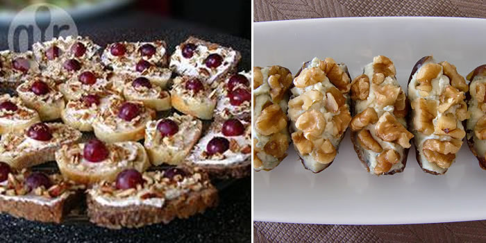 Crostini de nozes pecan e queijo de cabra