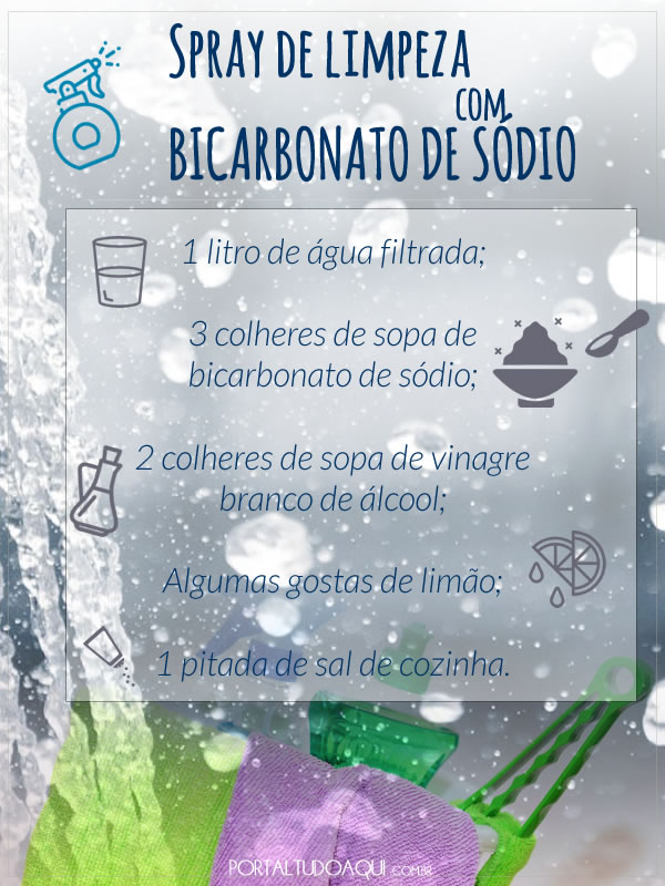 Spray de limpeza geral com bicarbonato de sódio.