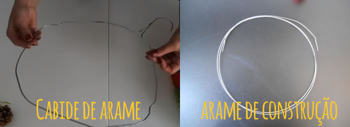 arame de construção ou cabide de arame.