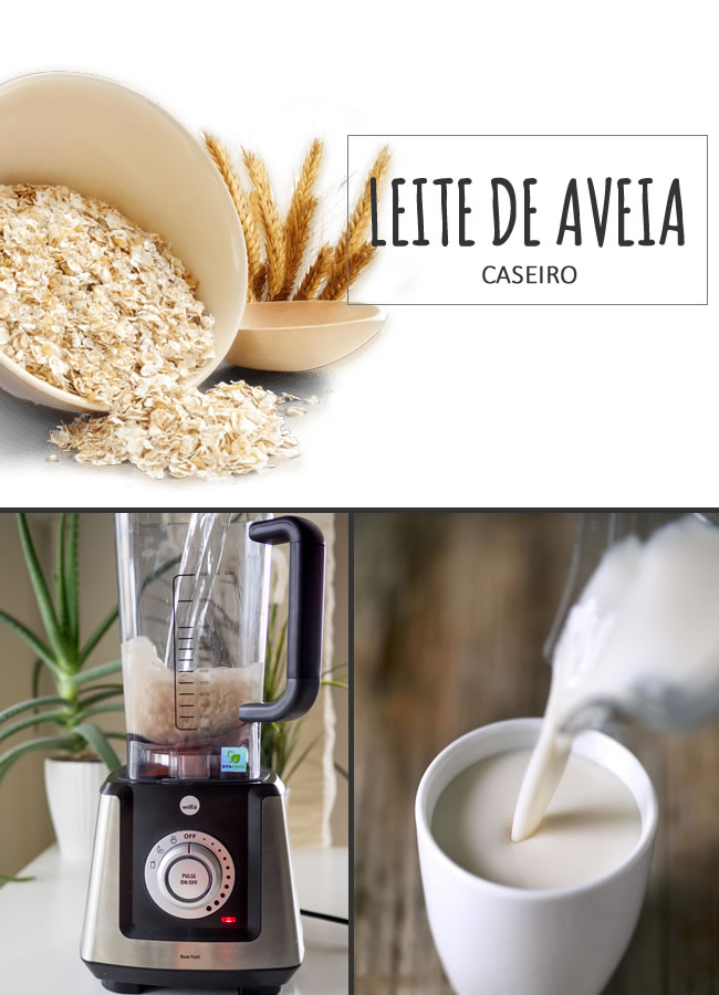 Receita caseira de leite de aveia.