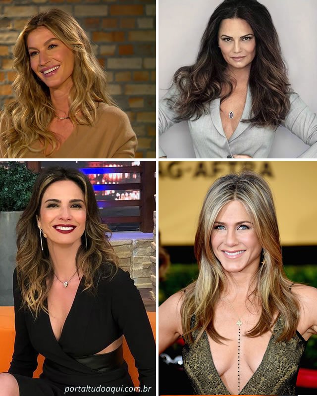 Cabelo comprido para mulheres com mais de 40 anos.