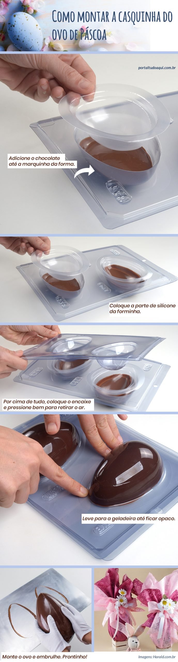 Como montar a casquinha do ovo de páscoa na forminha com base se silicone.